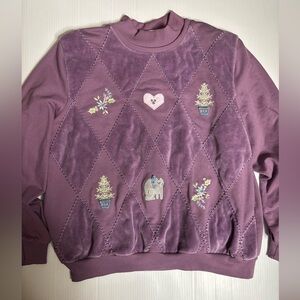 VINTAGE 90s ALFRED DUNNER Argyle Cat Sweatshirt